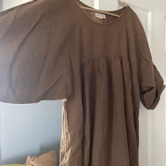 First Rite Brown Linen Dress - Picture 4 of 5